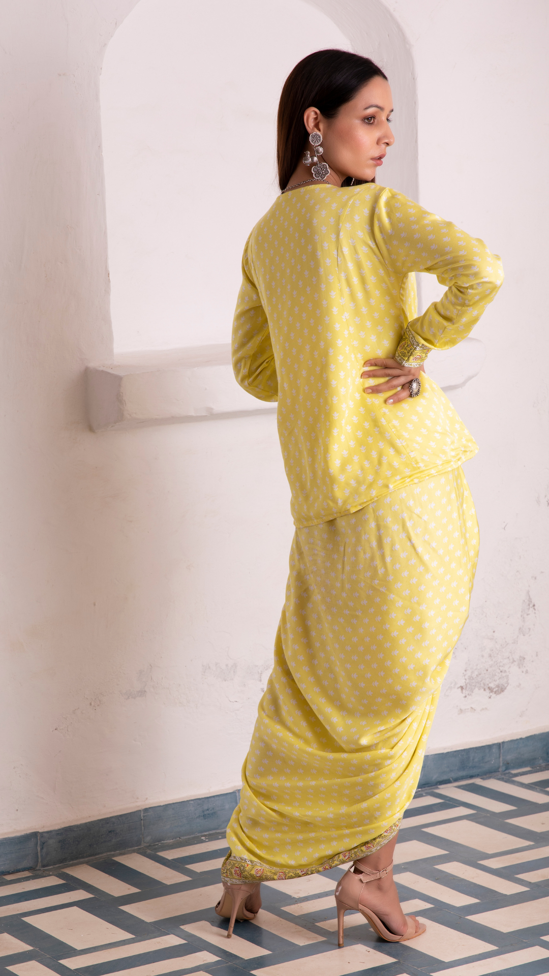 Aaliyah Designer Dhoti Jacket - Yellow
