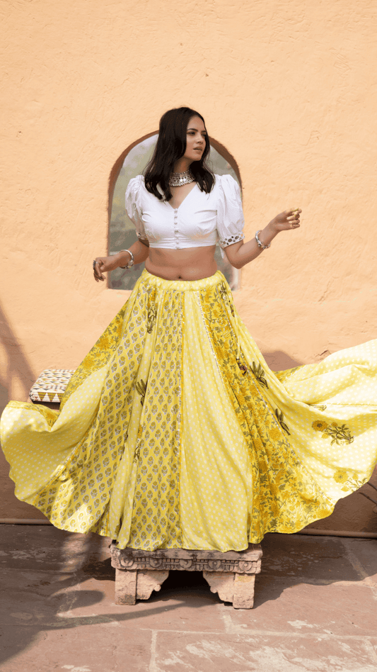 Mahi Lehenga Blouse - Yellow - Monk & Mei