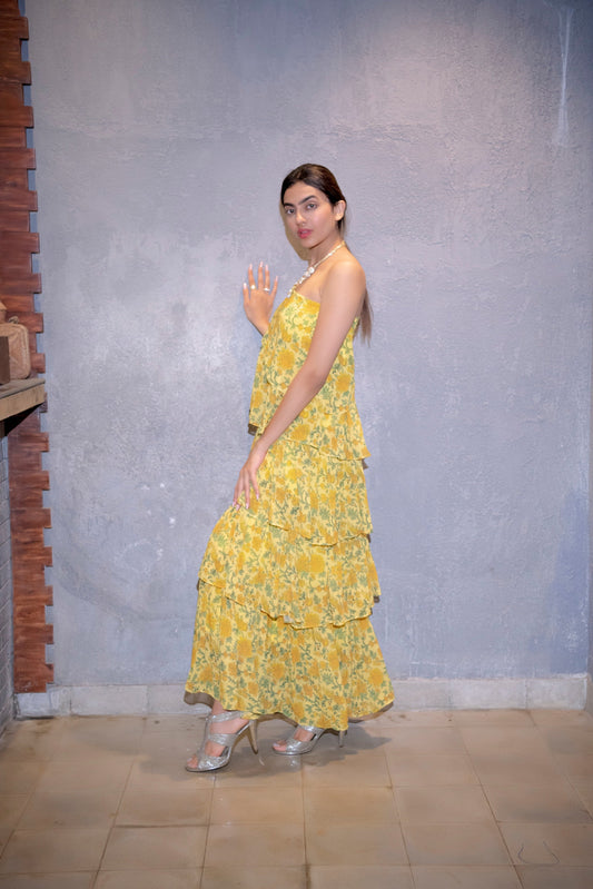 Pari Ruffled Gown - Yellow