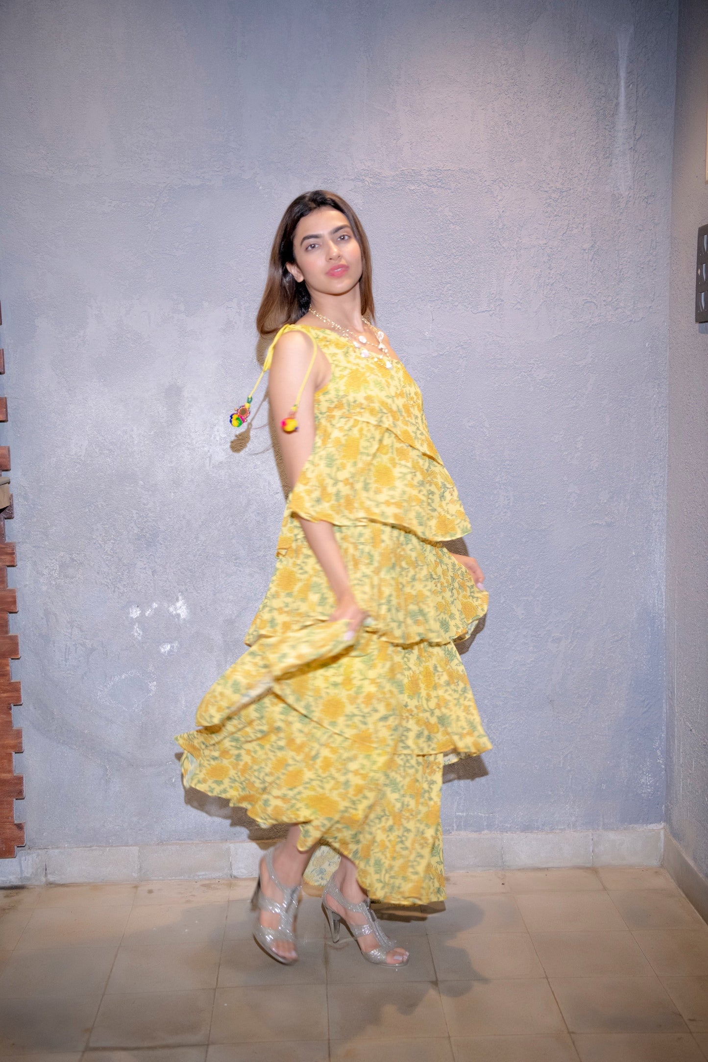 Pari Ruffled Gown - Yellow