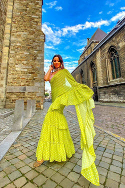 Issh Saree Sharara - Green