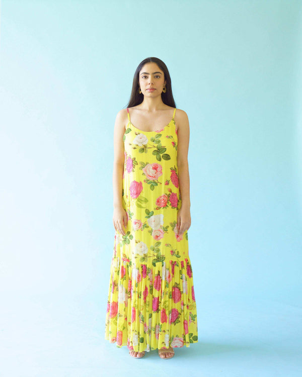 SAGA Slip Dress with Chanderi overlay