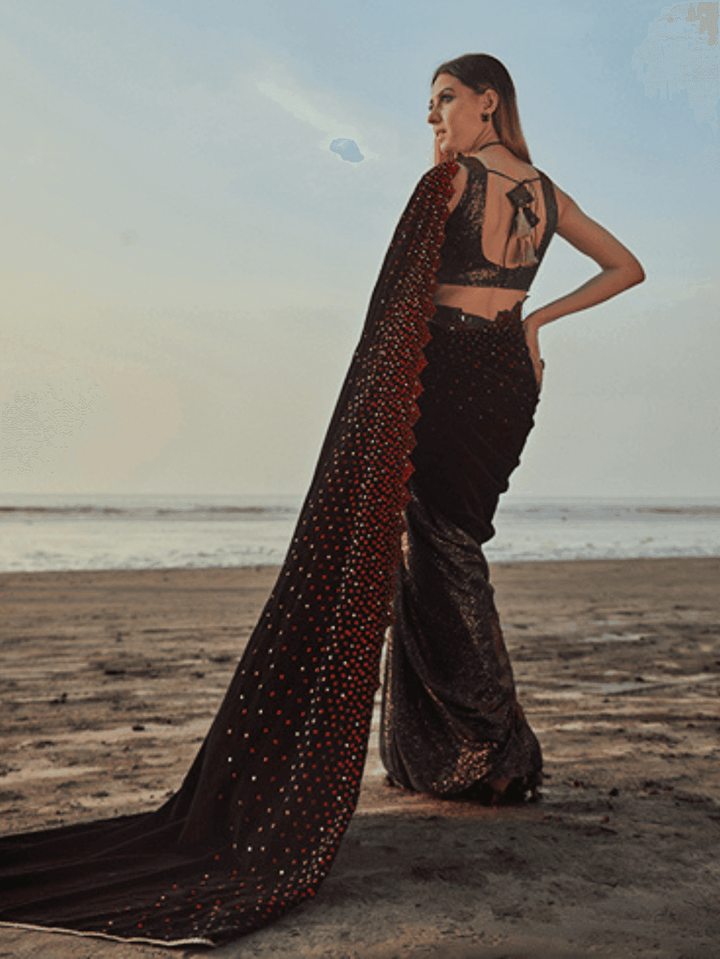Julie Saree & Blouse- Wine - Monk & Mei