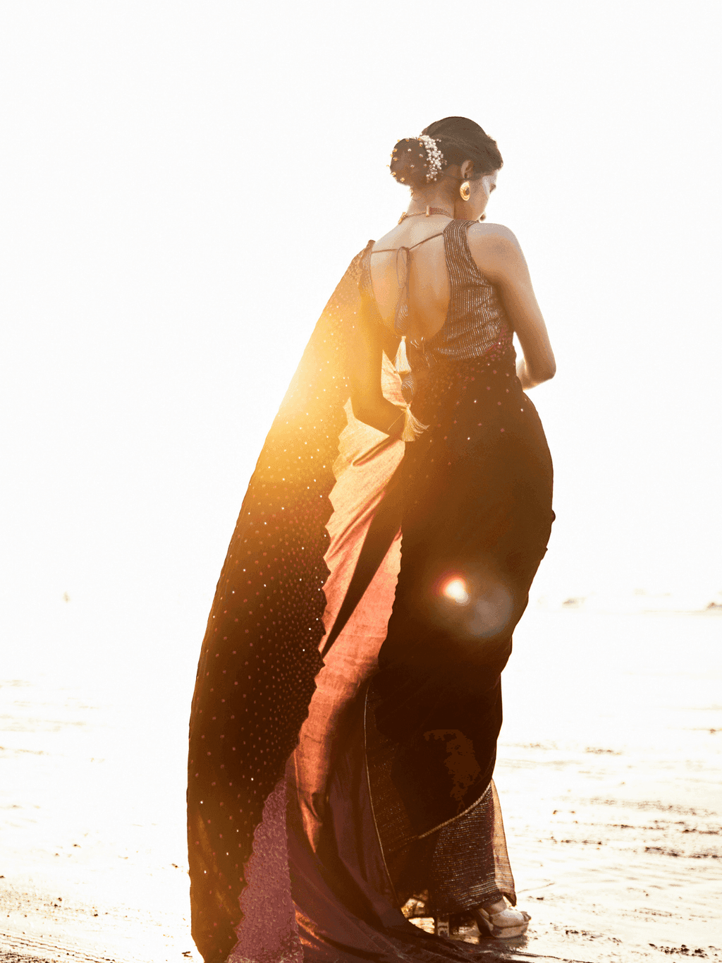 Julie Saree & Blouse- Wine - Monk & Mei