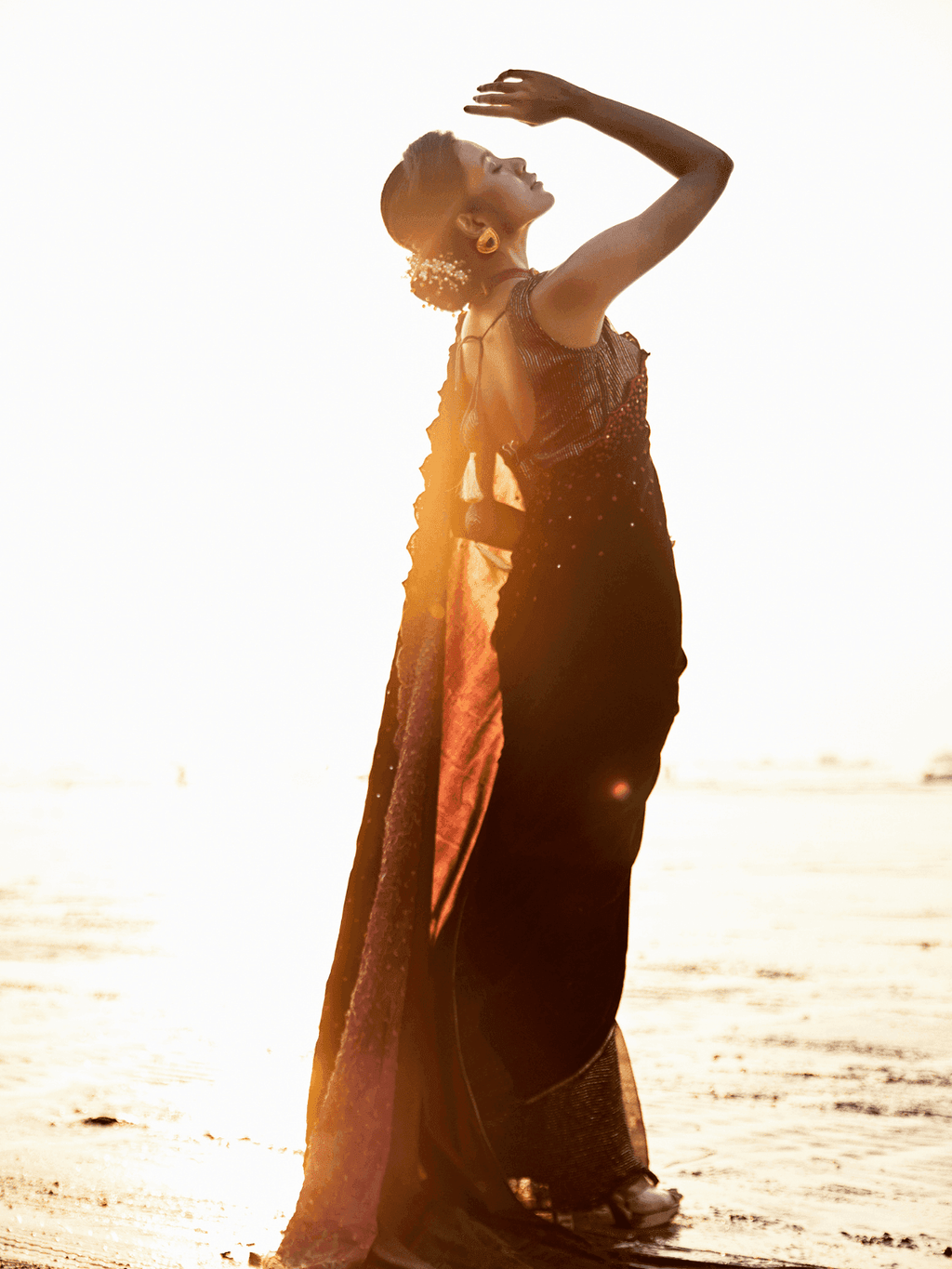 Julie Saree & Blouse- Wine - Monk & Mei