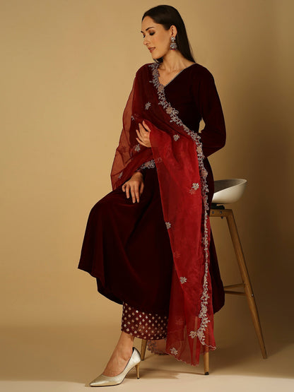 Zareen-Long Kurta & Palazzo With Dupatta