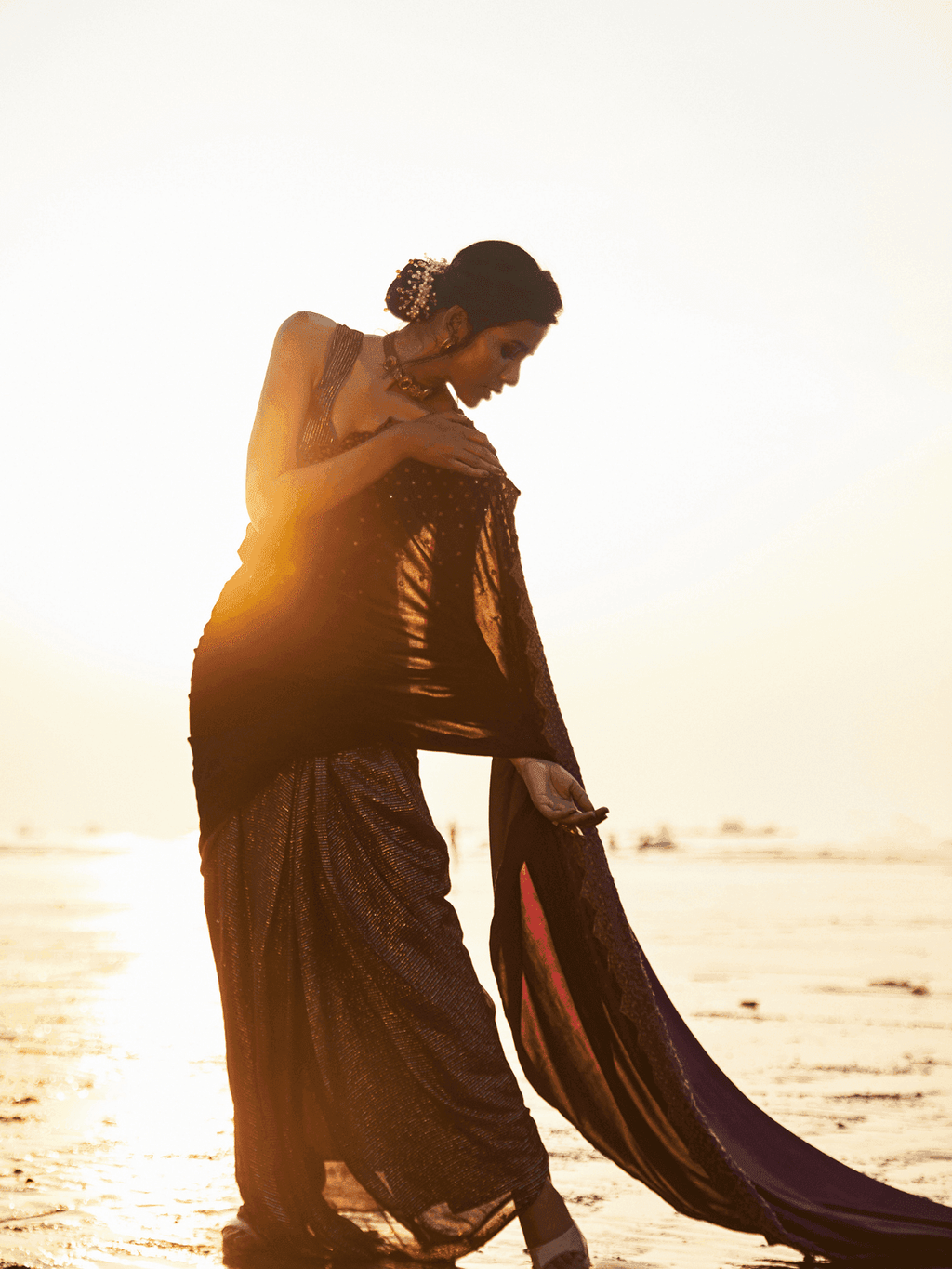 Julie Saree & Blouse- Wine - Monk & Mei