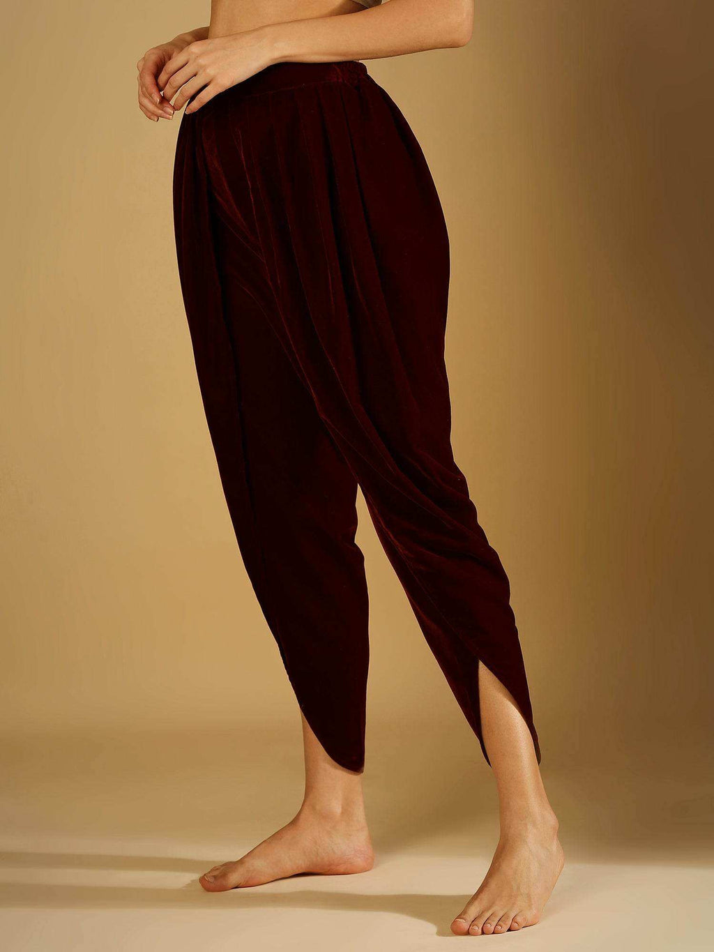 Farah - Jacket & Dhoti - Maroon - Monk & Mei