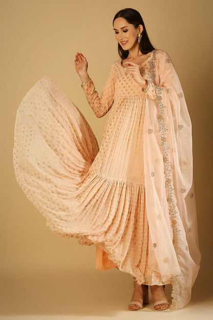 Reah-Anarkali Dress - Peach pink