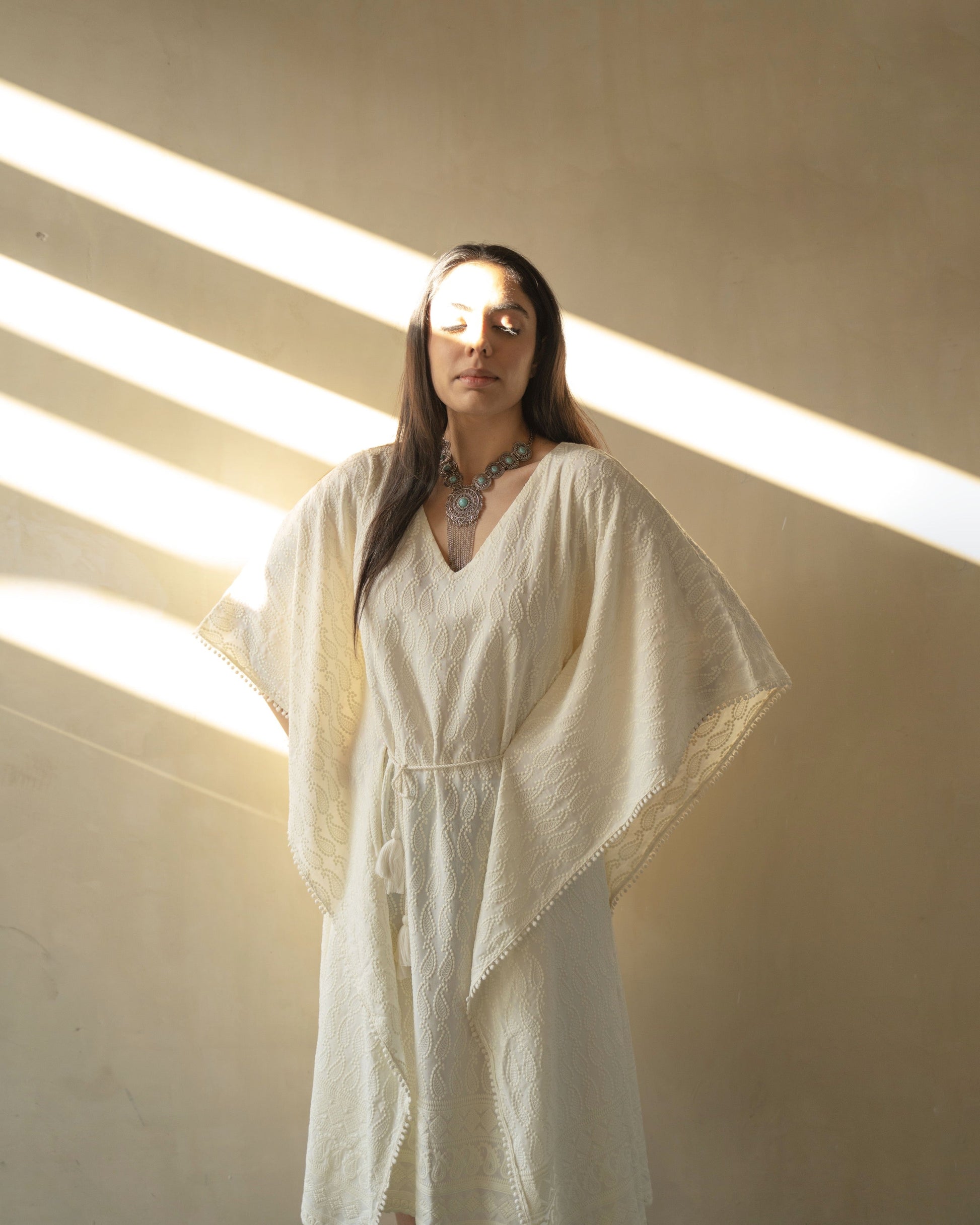 ADA- CHIKANKARI KAFTAN DRESS – Monk & Mei