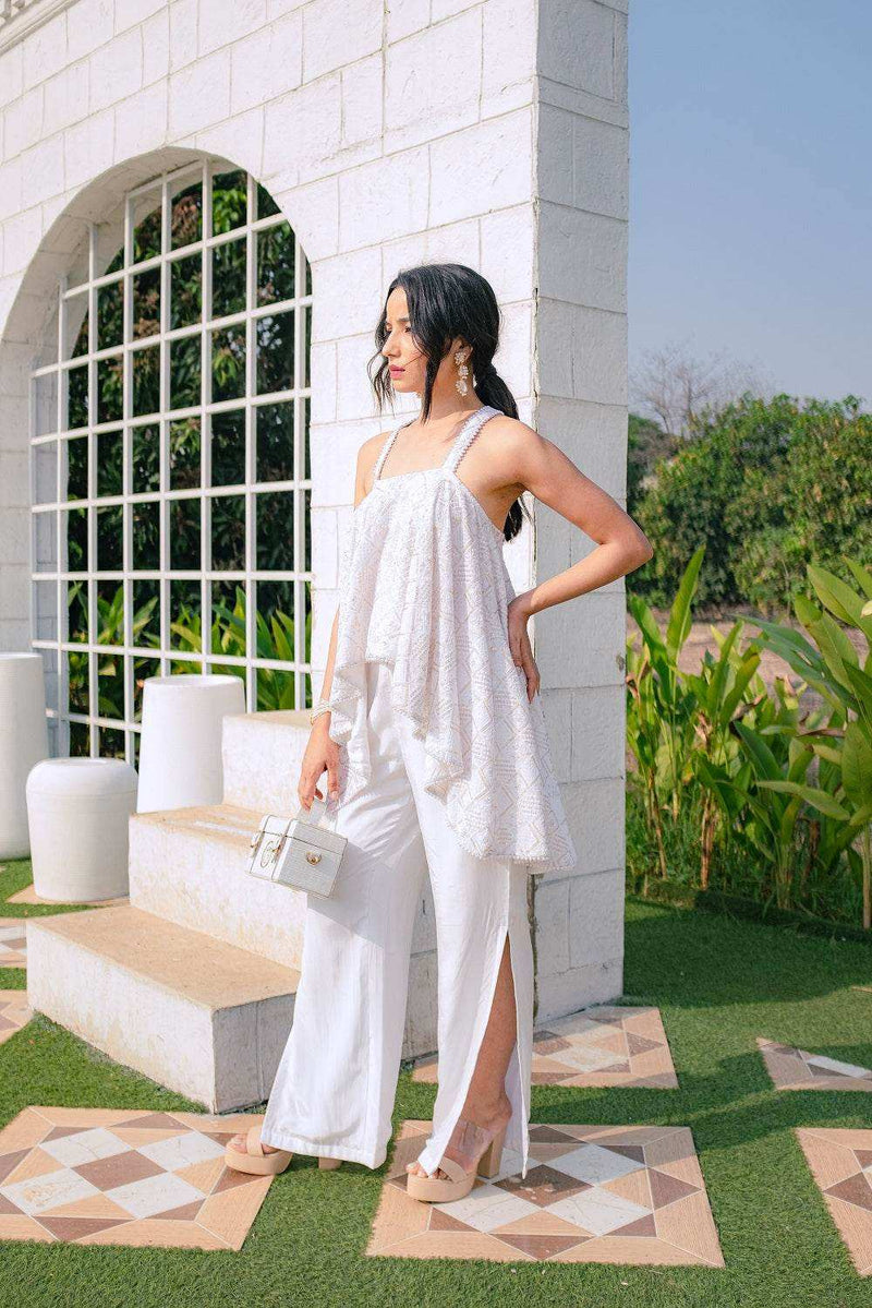 Asin Chikankari High Low Top & Slit Pants