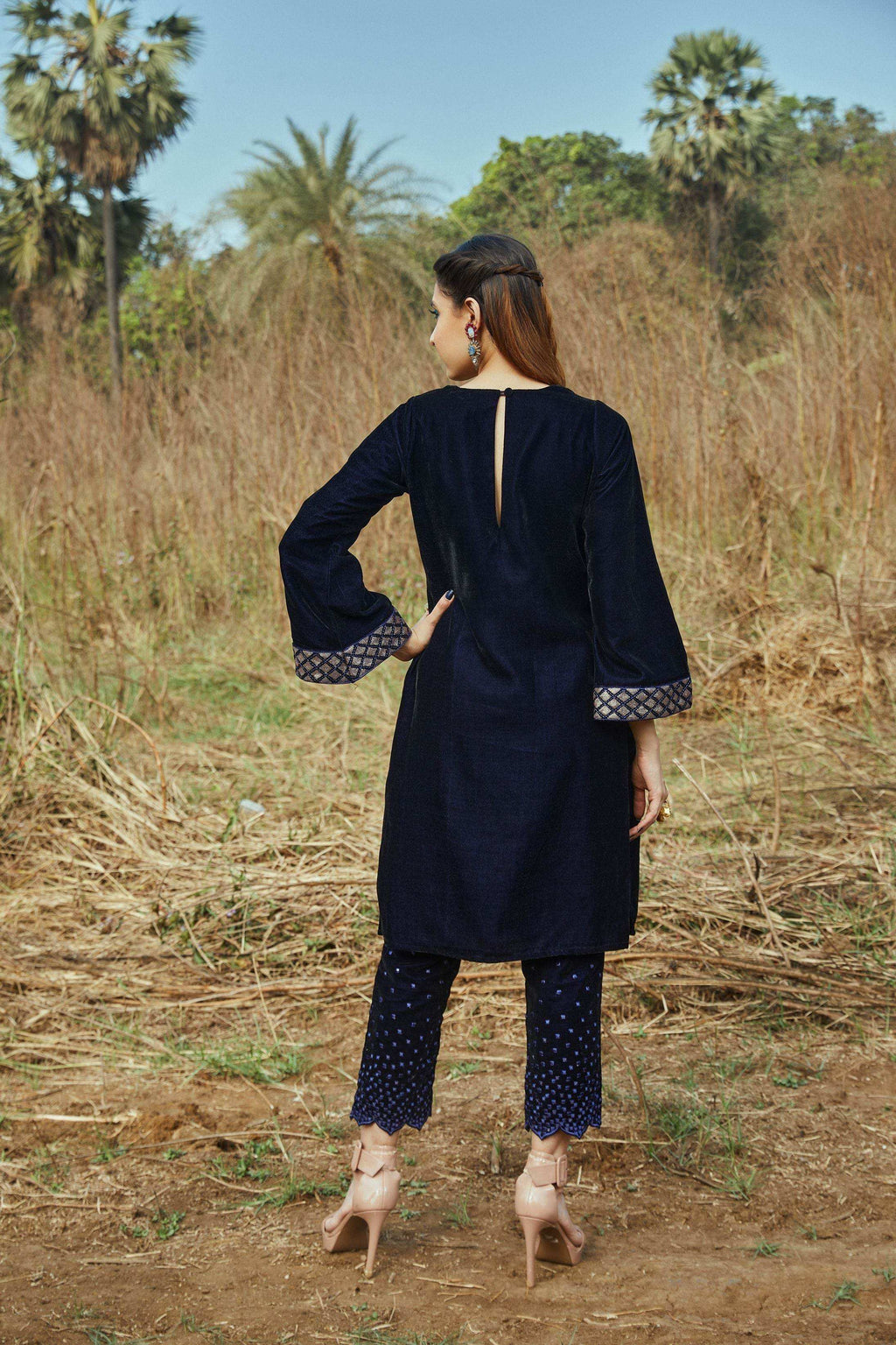 Anne Kurta and Dhoti Pants- Blue - Monk & Mei