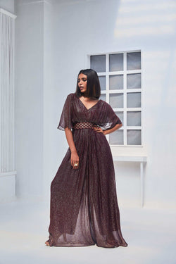 Christina Jumpsuit & Belt- Wine