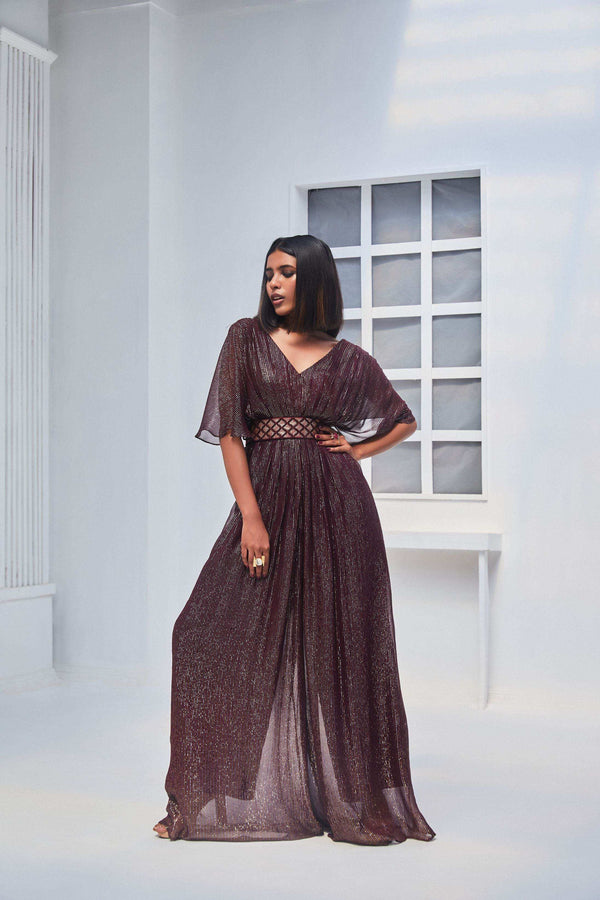 Christina Jumpsuit & Belt- Wine