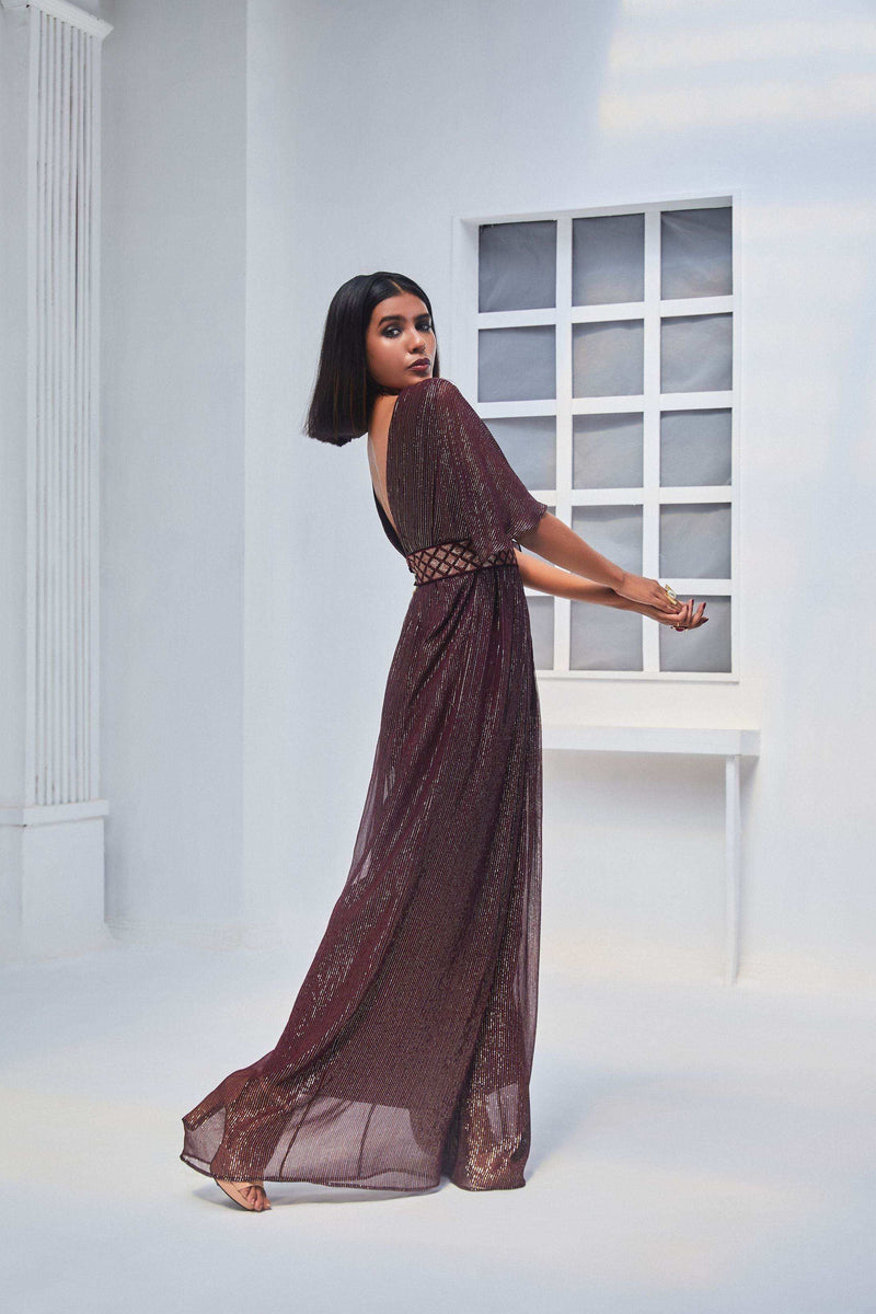 Christina Jumpsuit & Belt- Wine