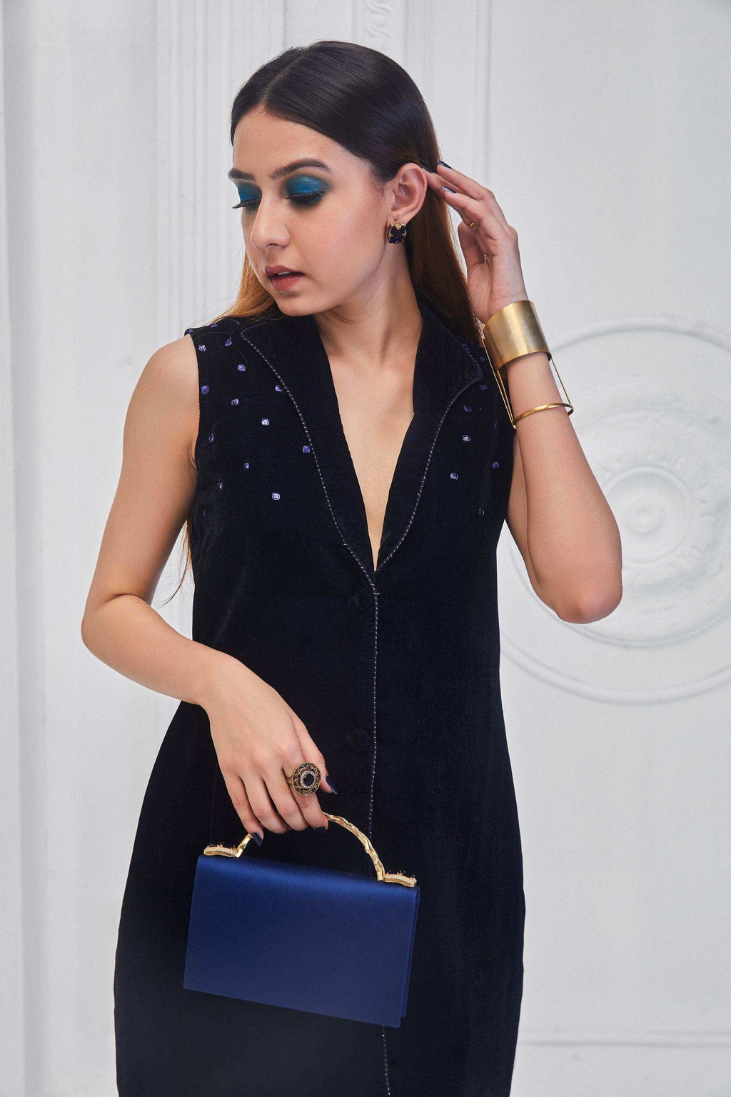 Sera Blazer dress- Blue - Monk & Mei