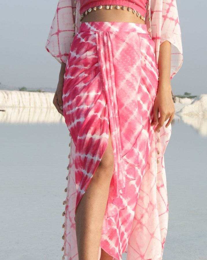 GLORIA BLOUSE - DHOTI SKIRT - SHRUG (PINK)