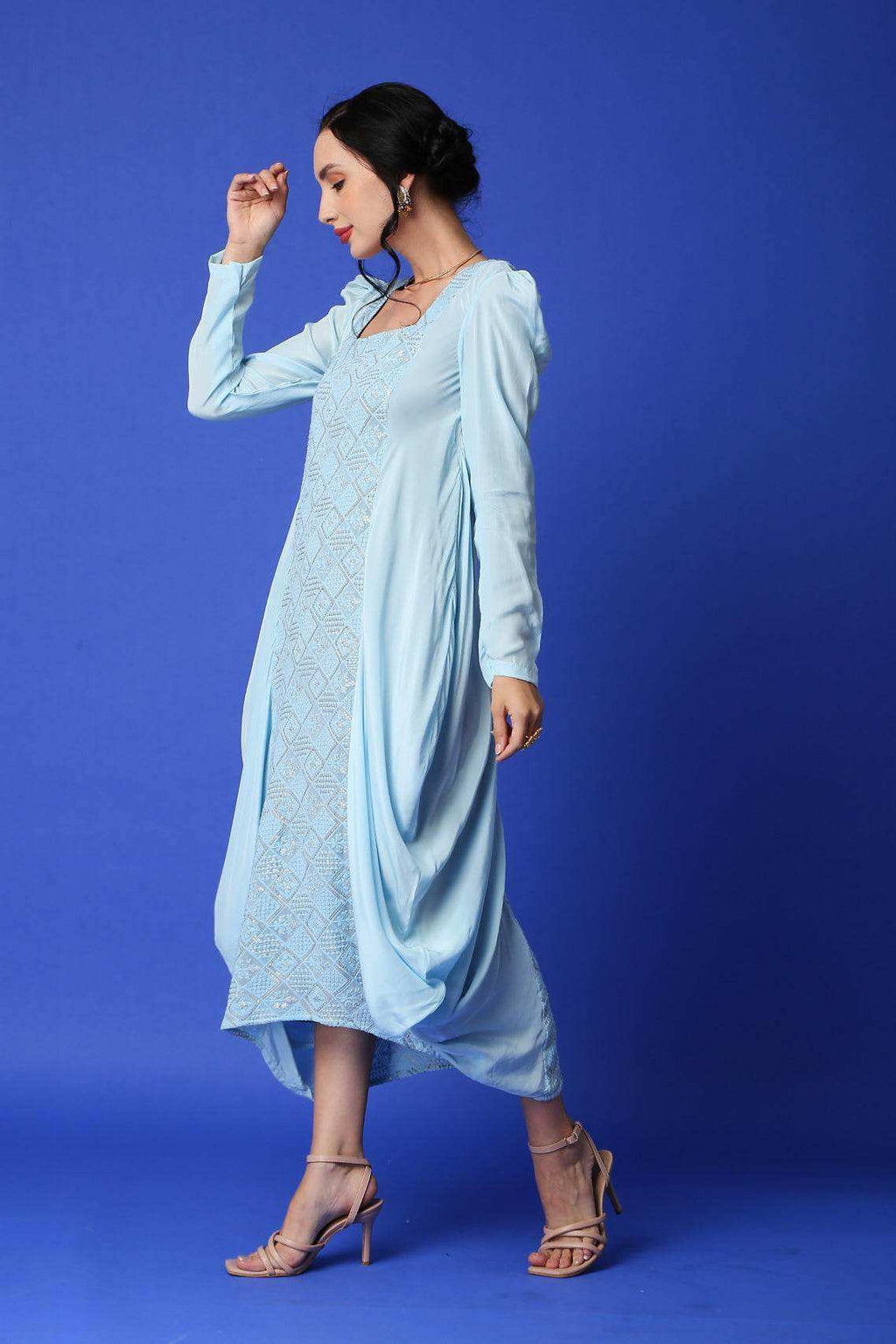Fatima Chikankari Cowl Dress - Monk & Mei