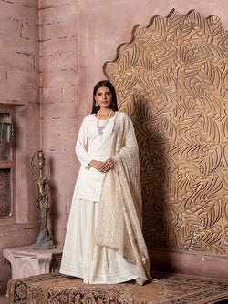 Chaand- Embroidered Kurta & Gharara set with Dupatta (3 Piece Set)