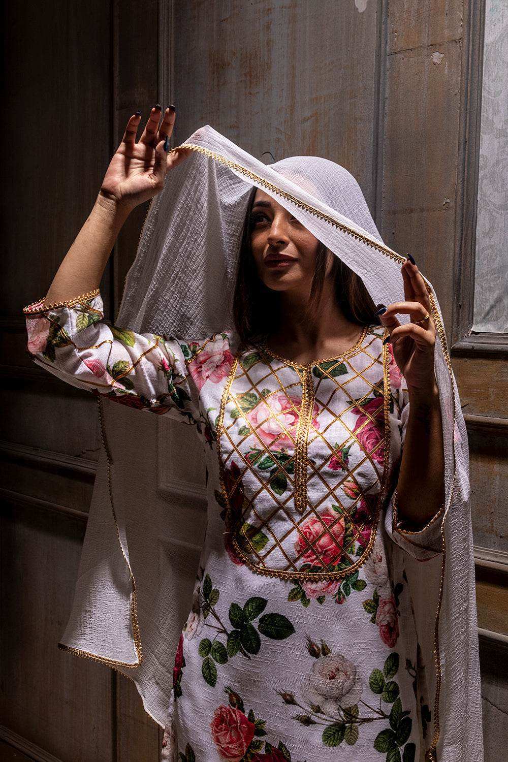 Khushi-Floral Kurta Gharara - Monk & Mei
