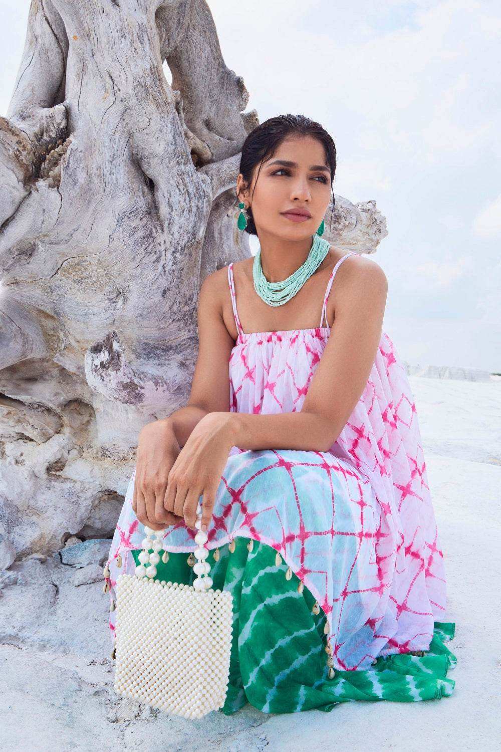 ARIEL TOP & PALAZZO - Pink & Green - Monk & Mei