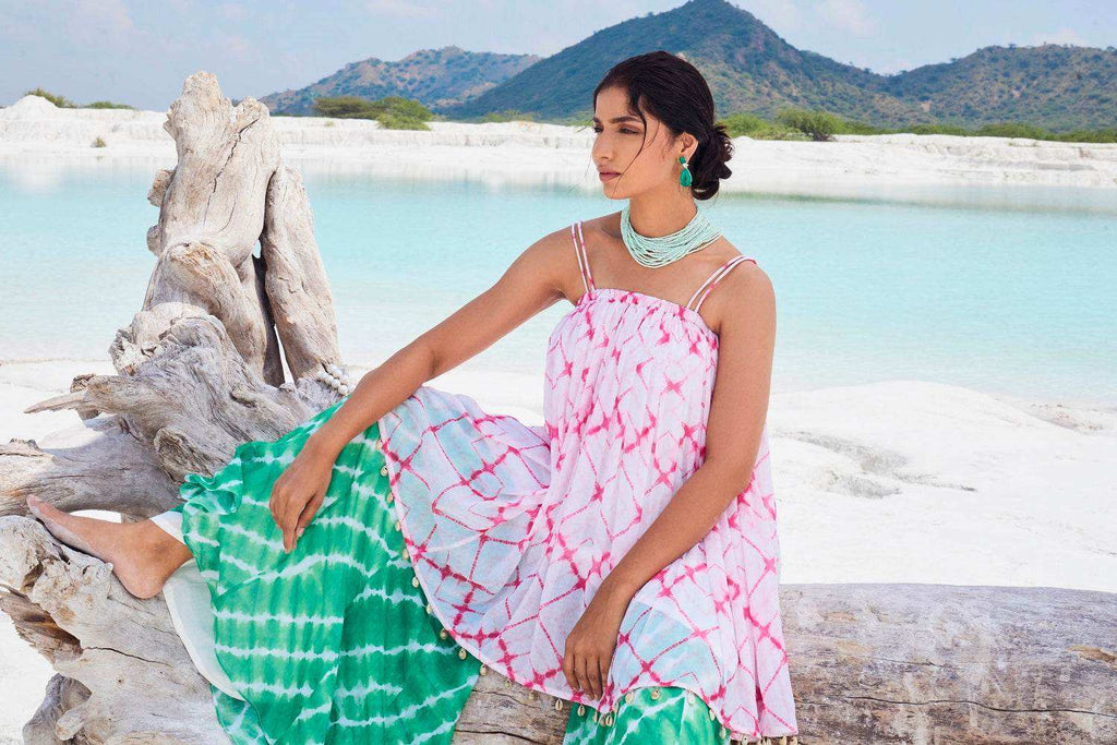 ARIEL TOP & PALAZZO - Pink & Green - Monk & Mei