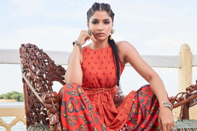 Paheli Top & Dhoti with Embroidered Belt