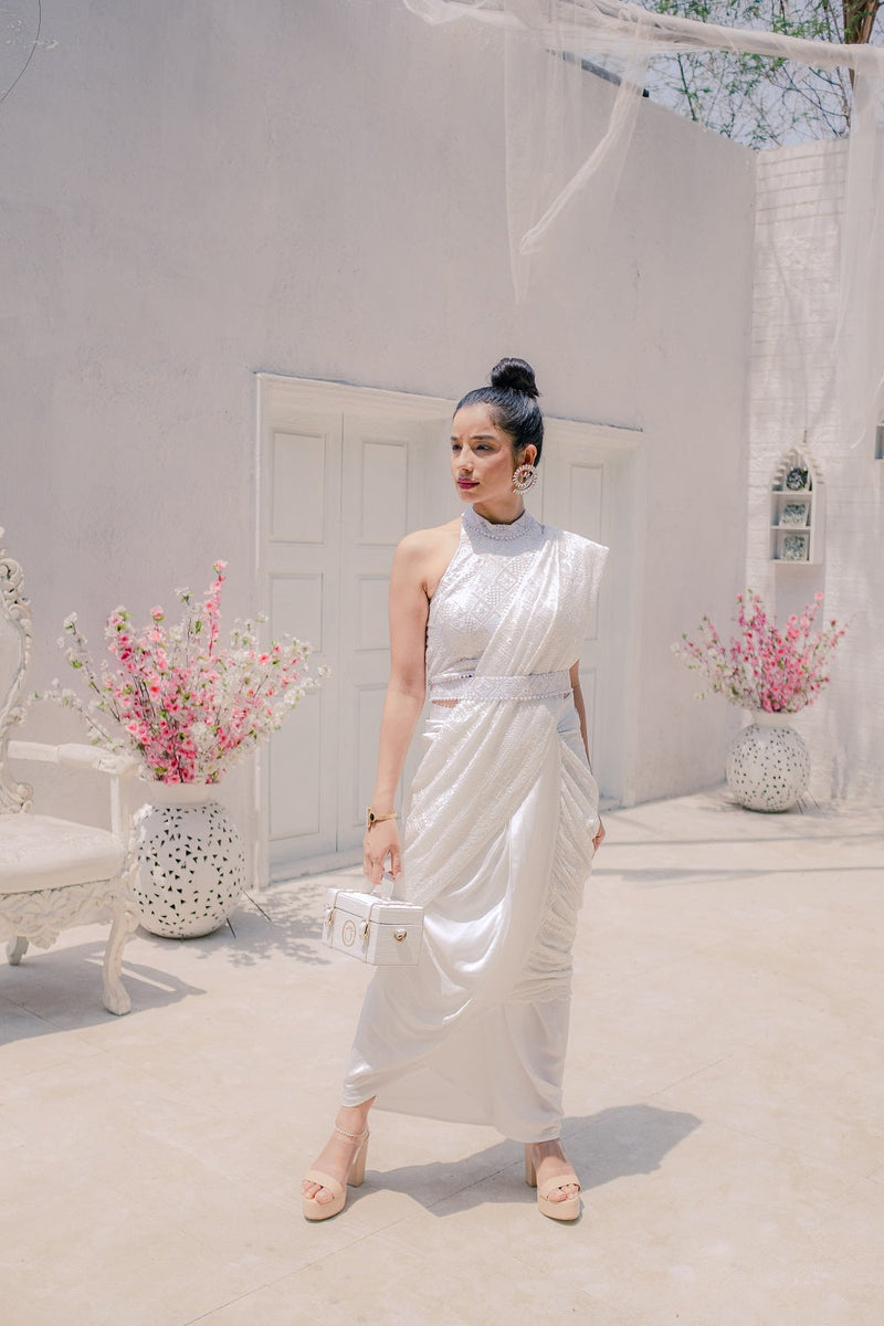 Karishma Chikankari Dhoti Saree & Blouse
