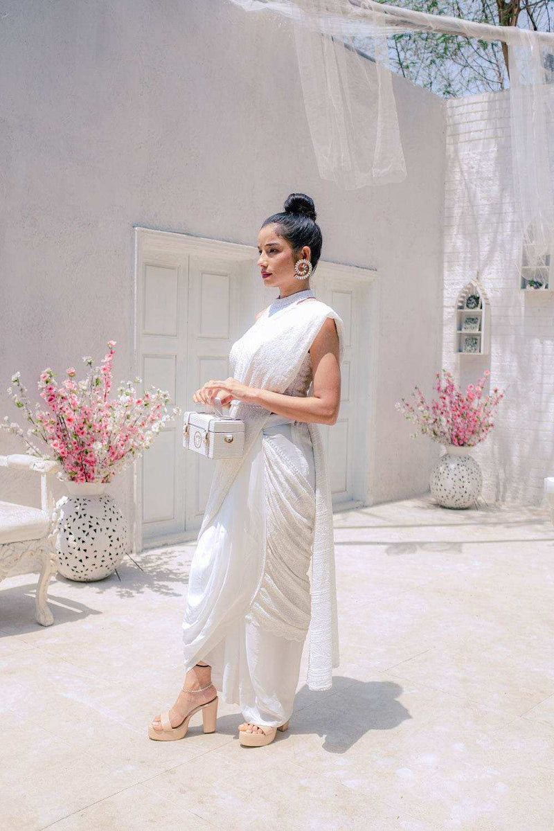 Karishma Chikankari Dhoti Saree, Blouse & Belt