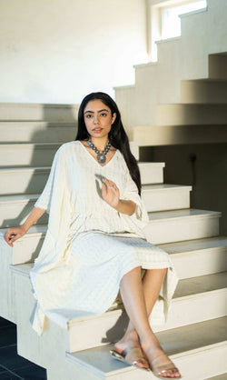 ADA- CHIKANKARI KAFTAN DRESS