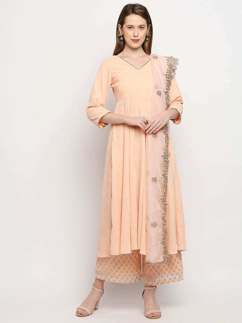 Zareen-Long kurta & palazzo with dupatta