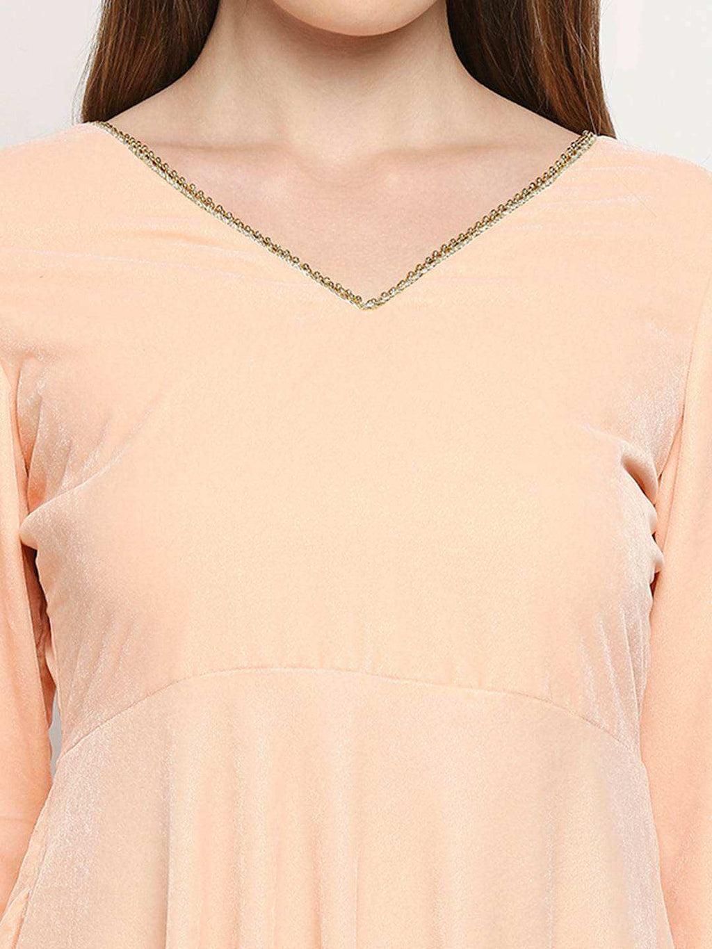 Zareen-Long kurta & palazzo with dupatta - Peach Pink - Monk & Mei