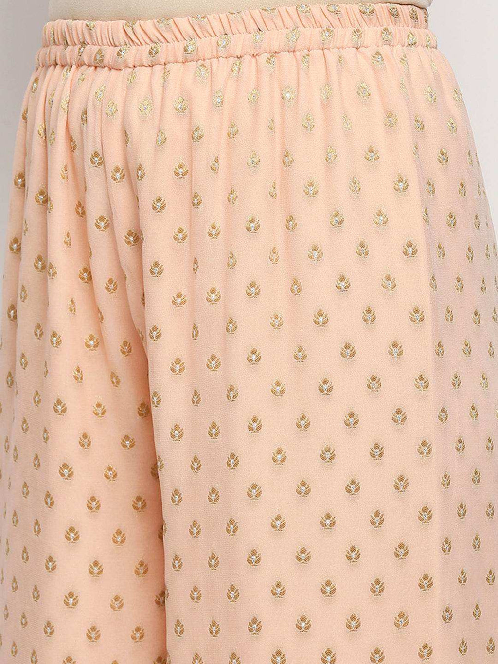 Zareen-Long kurta & palazzo with dupatta - Peach Pink - Monk & Mei