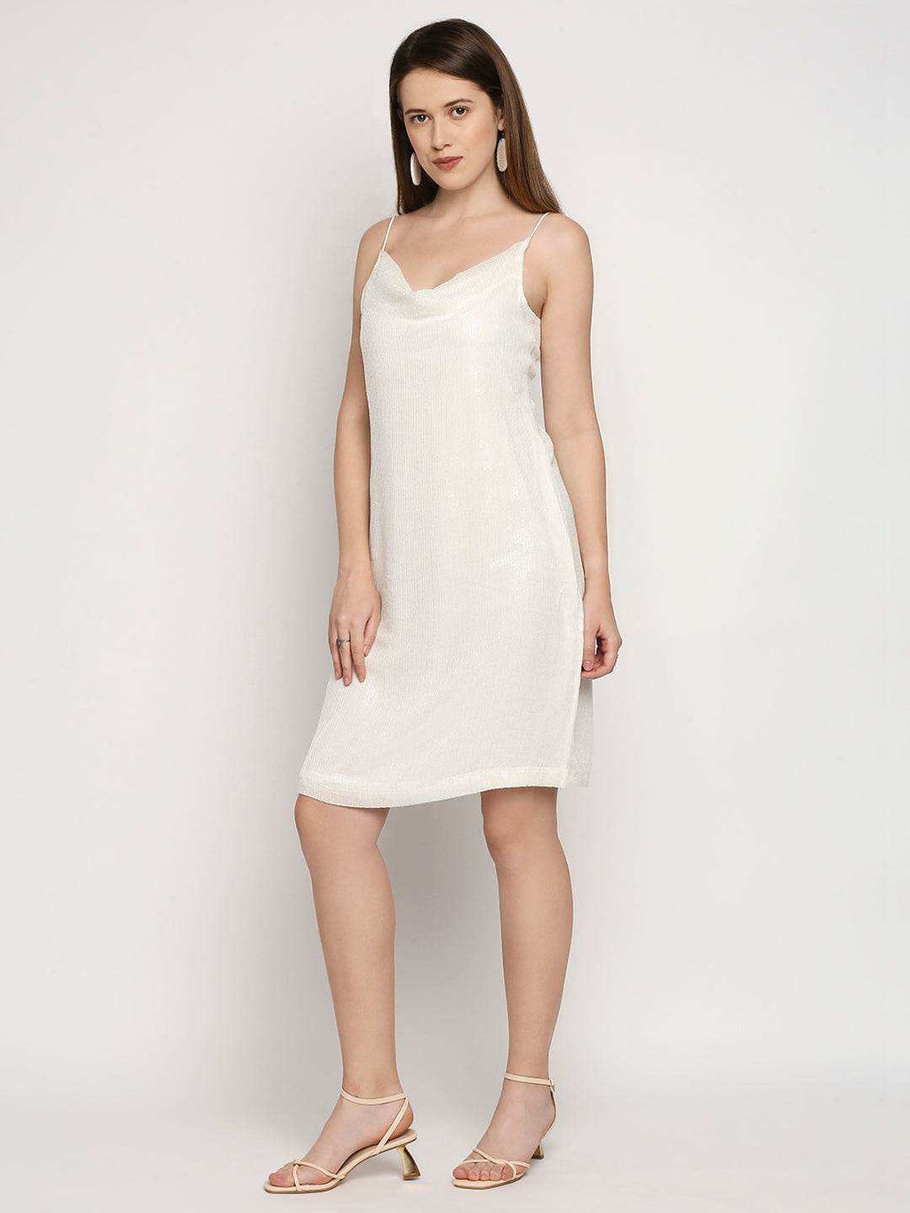 Arzu-Sequin Dress - White - Monk & Mei