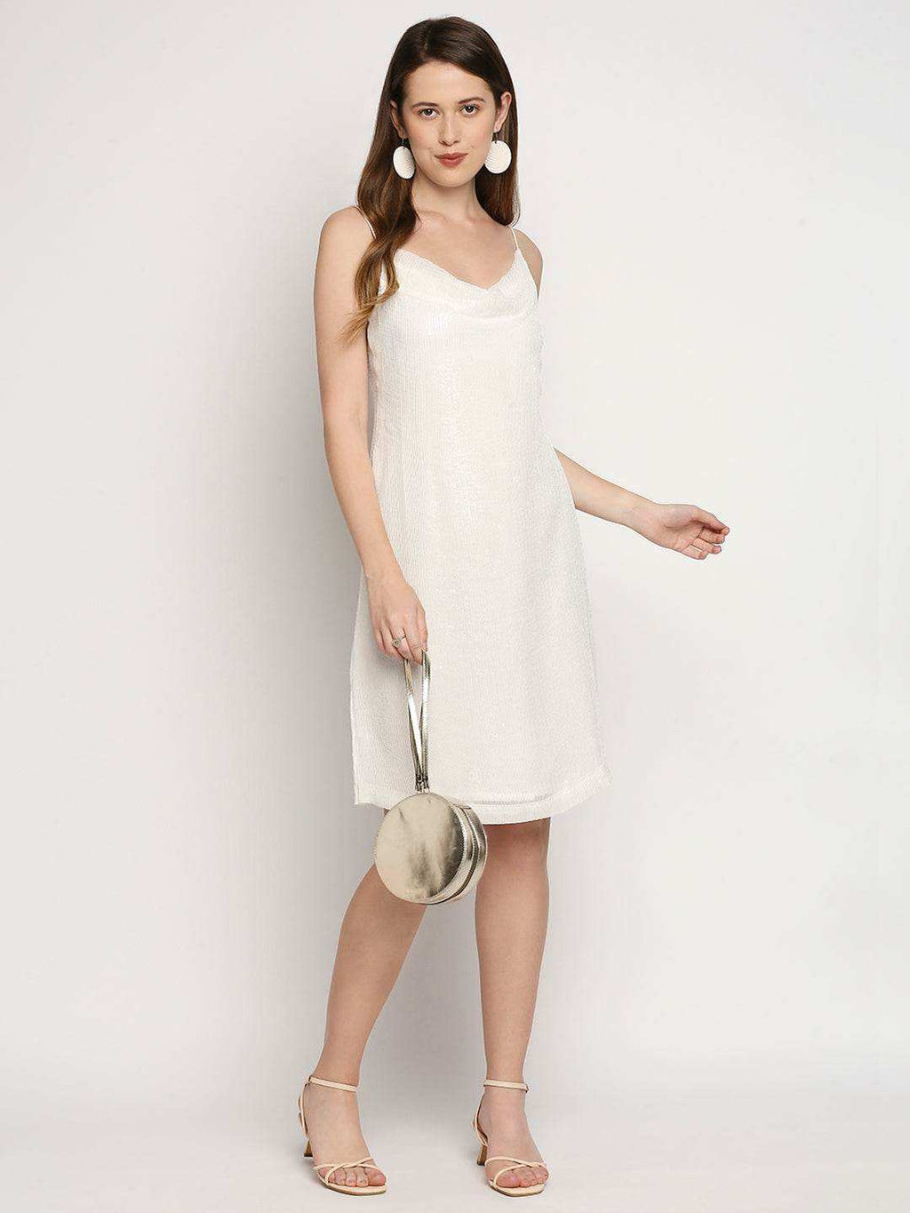 Arzu-Sequin Dress - White - Monk & Mei