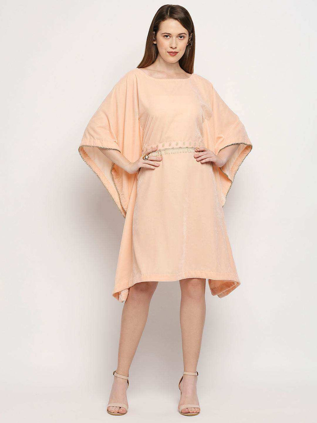 Nuuh Kaftan with Belt - Peach pink - Monk & Mei