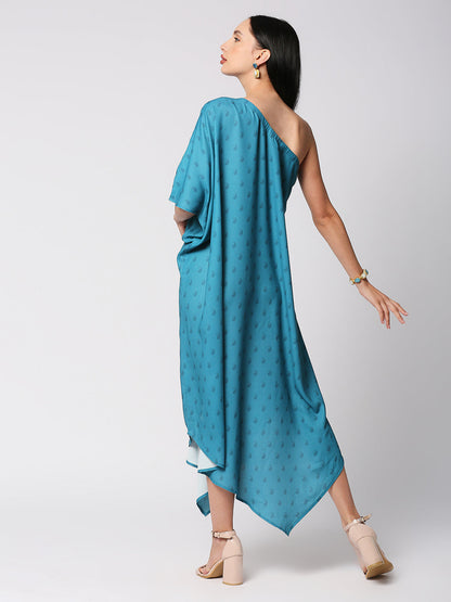 Cleopatra one-shoulder assymetrical dress - Blue