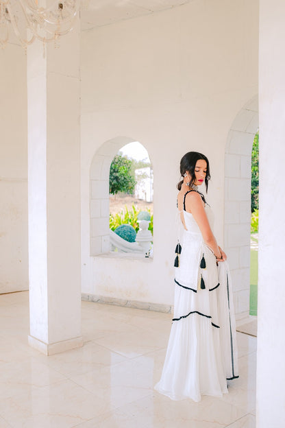 Sharmila Chikankari Kurta, Lehenga Skirt & Dupatta - White