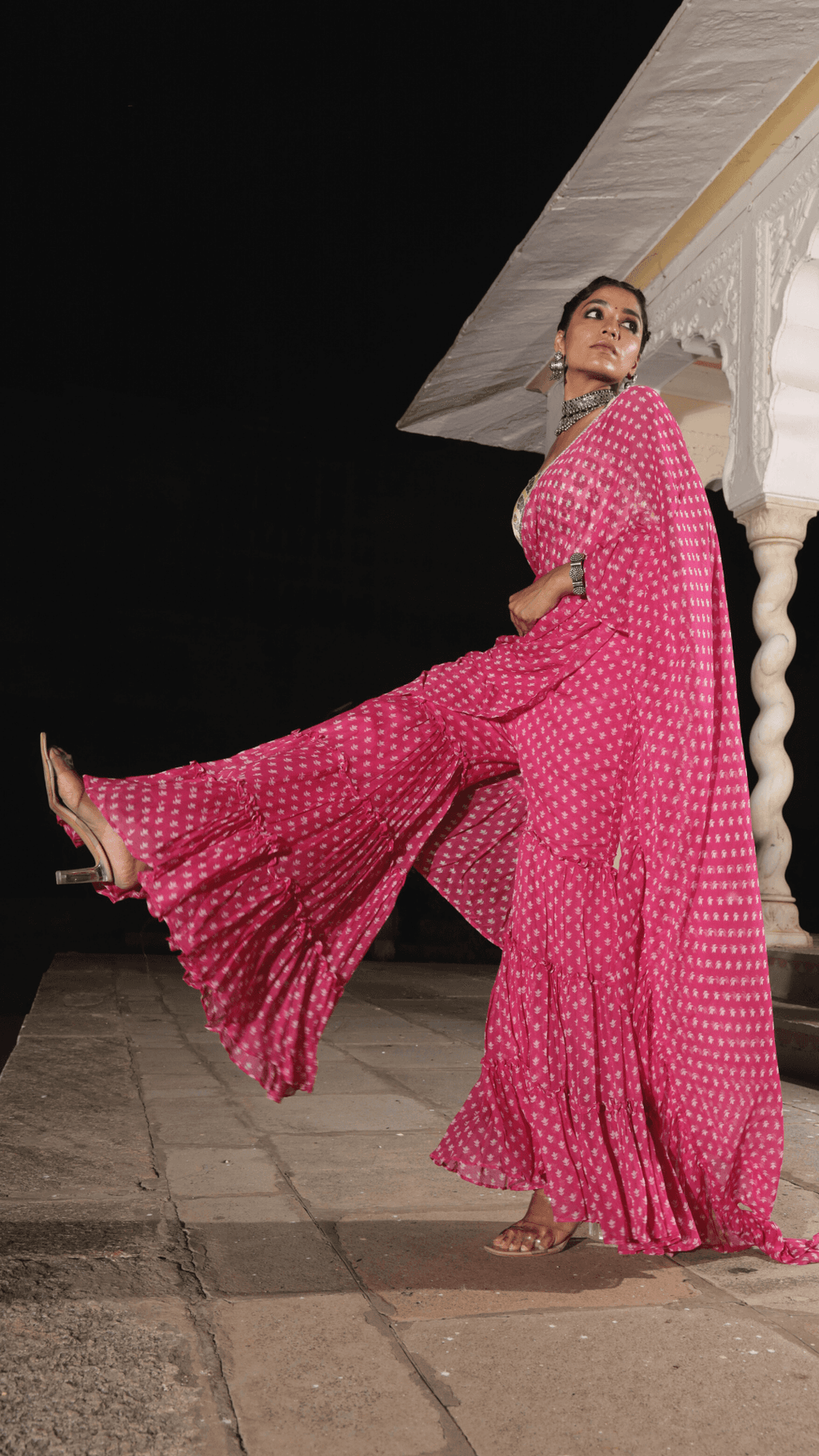 Issh Saree Sharara - Pink - Monk & Mei