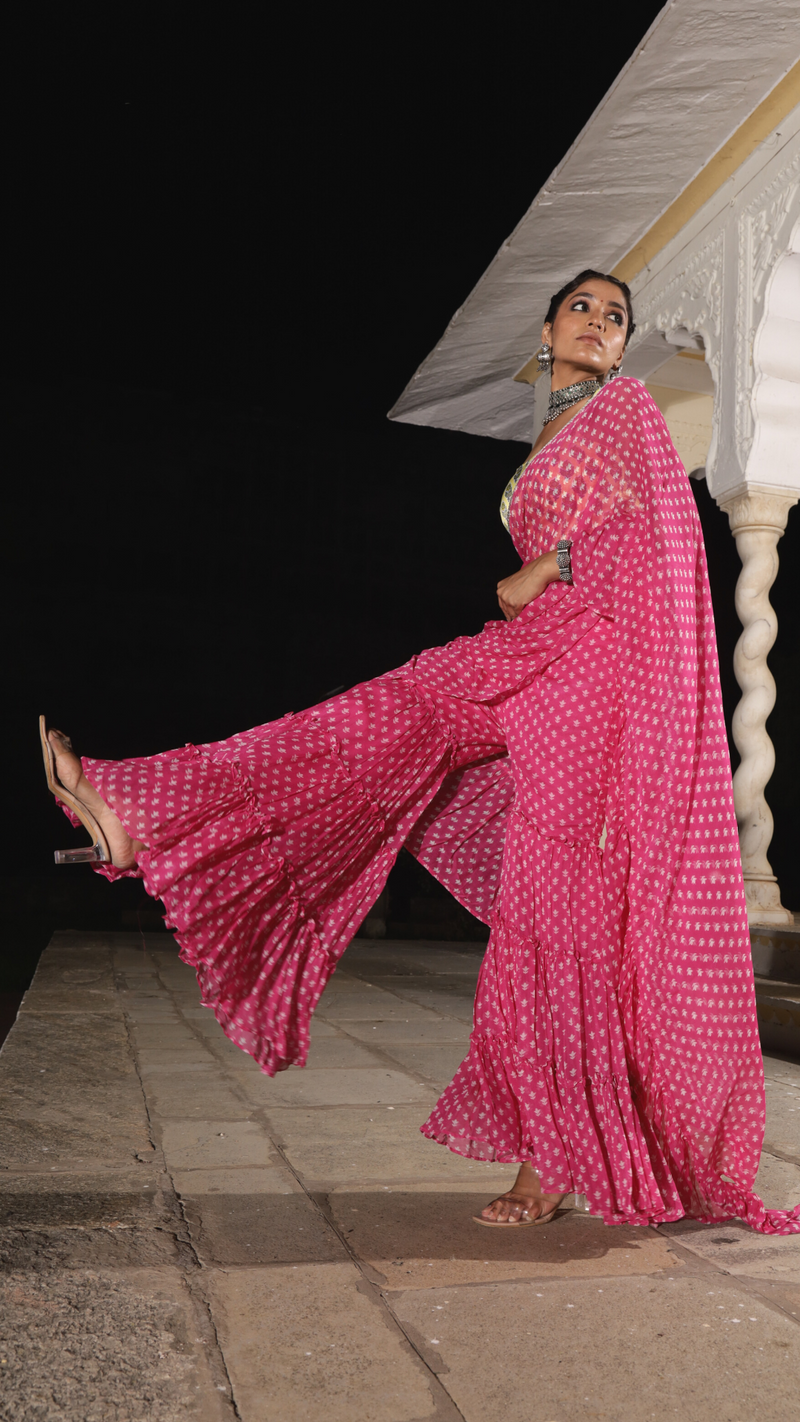 Issh Saree Sharara - Pink