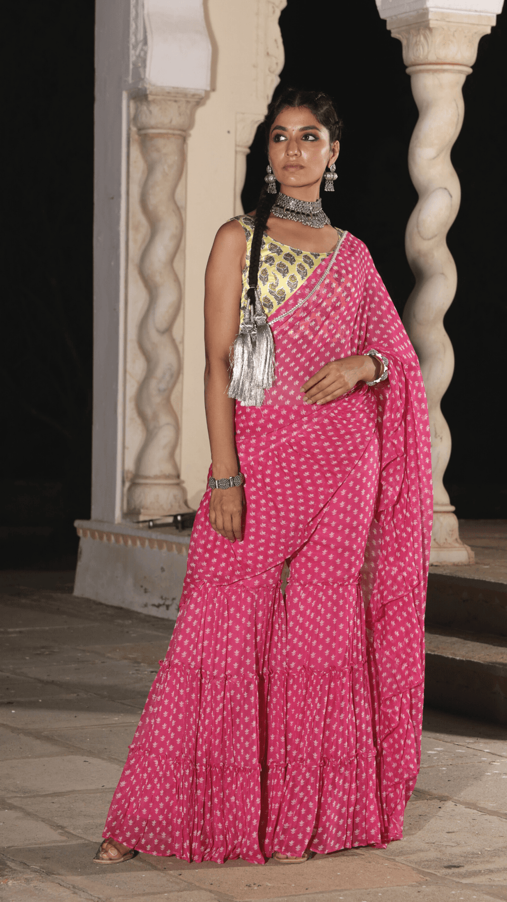 Issh Saree Sharara - Pink - Monk & Mei