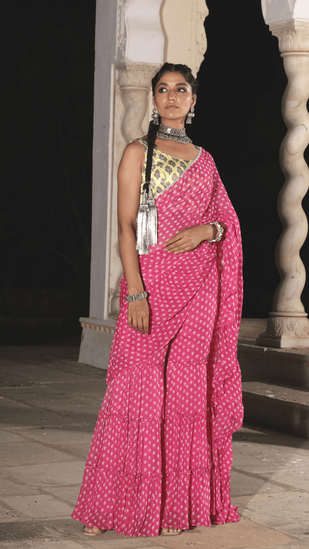 Issh Saree Sharara - Pink - Monk & Mei