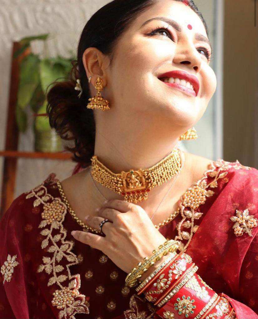 Reah-Anarkali with Organza Embroidered Dupatta - Maroon - Monk & Mei