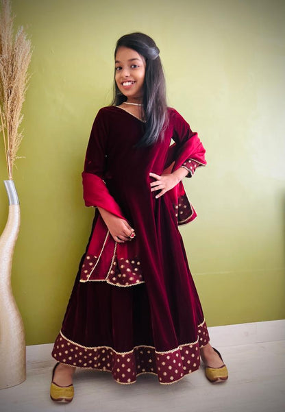 Zareen Maroon with Dupatta - Girls