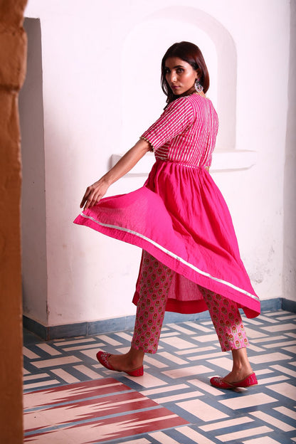 Sitara Kurta Pants - Rani pink