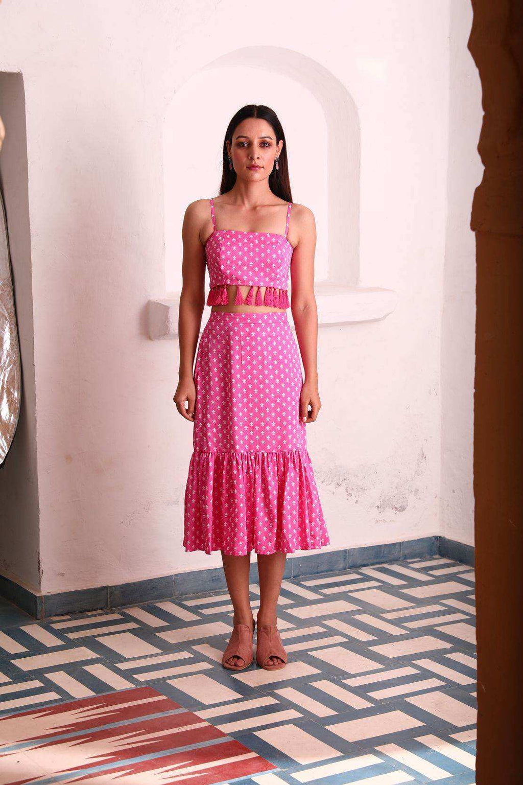 Geet Bustier-Skirt - Pink - Monk & Mei