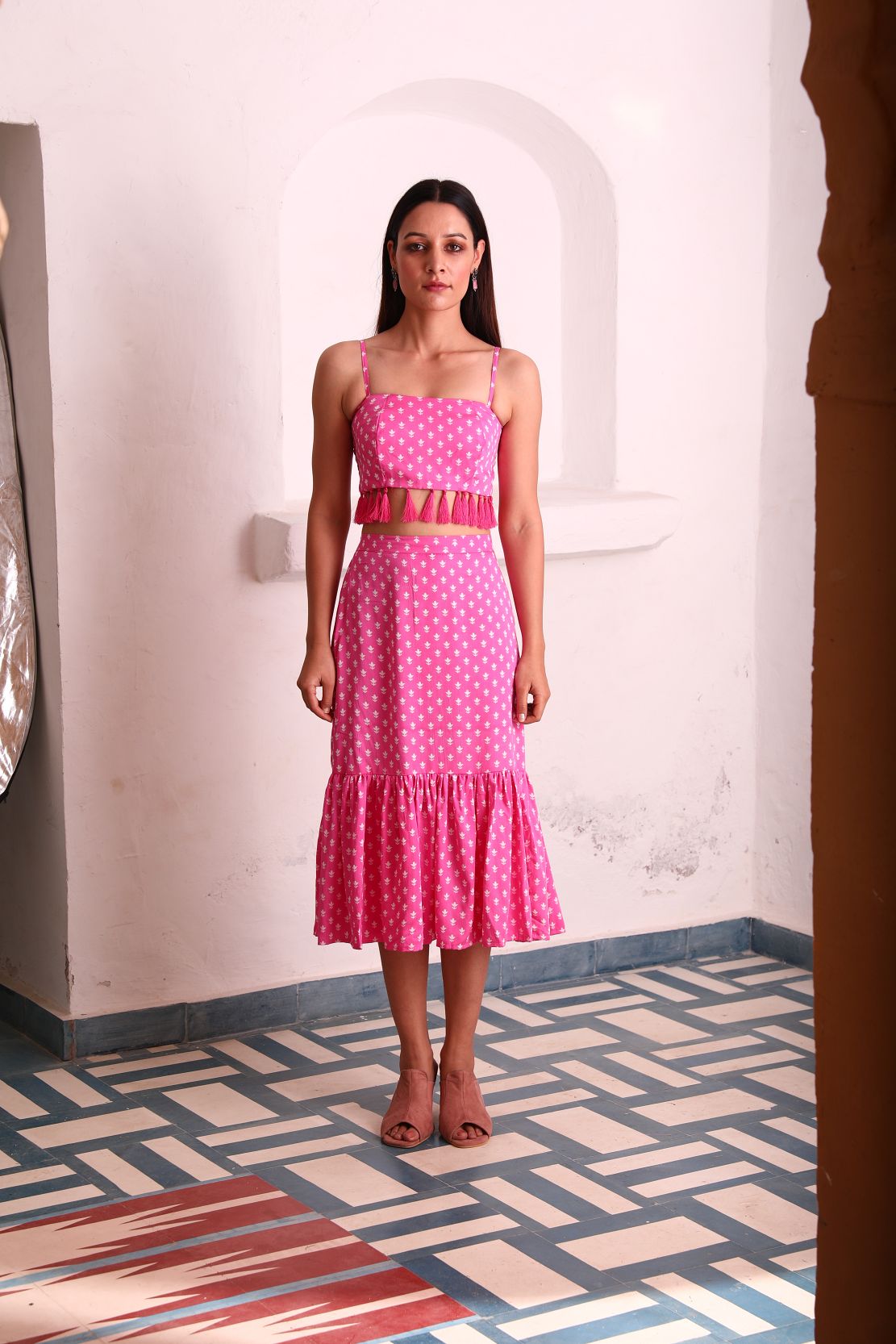 Geet Bustier-Skirt - Pink