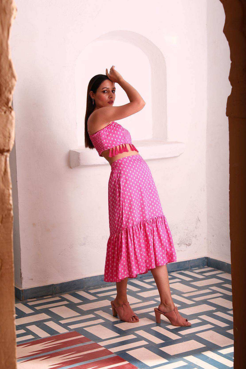 Geet Bustier-Skirt - Pink - Monk & Mei