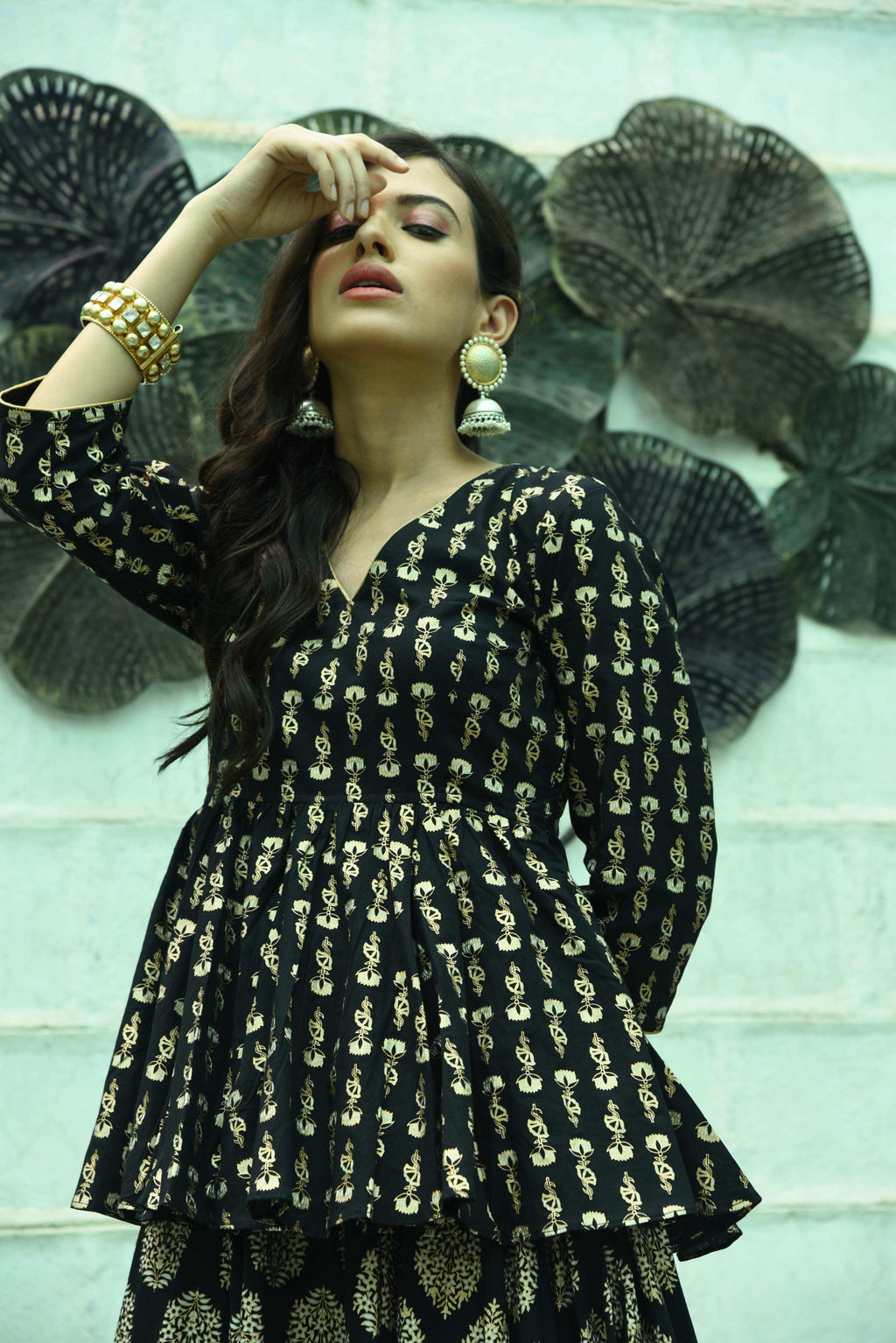 AMRITA LEHENGA & PEPLUM TOP - Monk & Mei