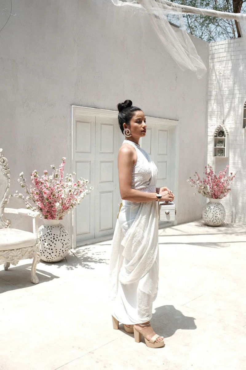 Karishma Chikankari Dhoti Saree & Blouse